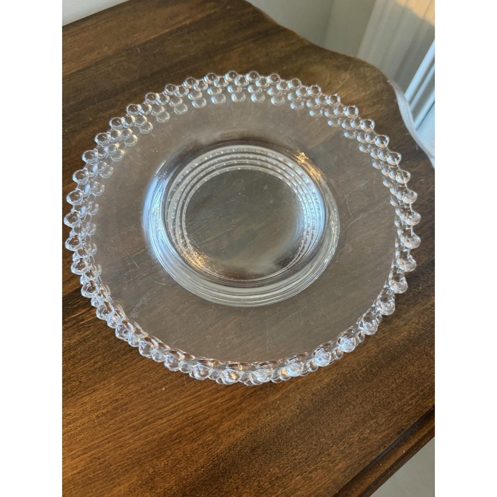 Set Of 4 Vintage Imperial Candlewick 8 1/4" Salad Plates Clear Glass W/Bead Edge